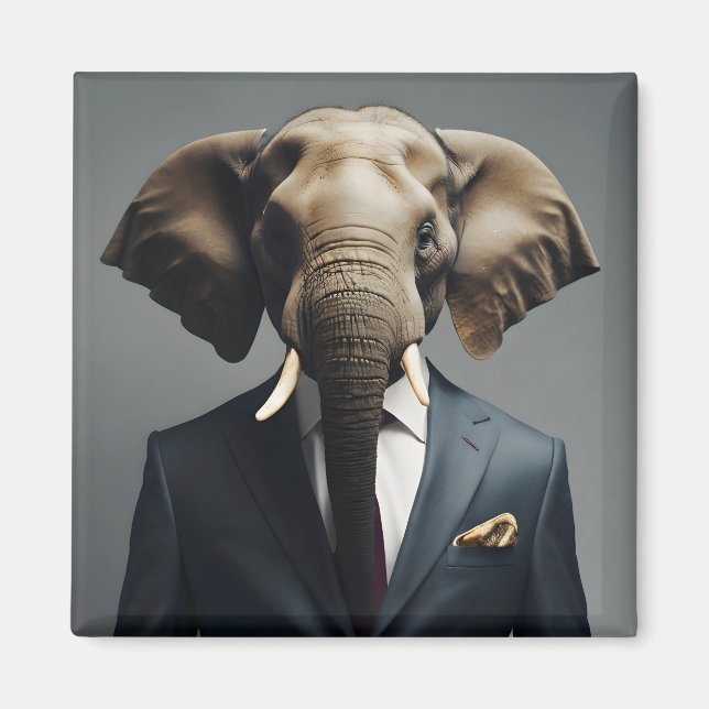 Íman Elefante engraçado de terno (Frente)