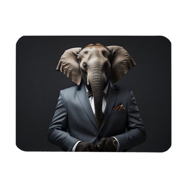 Íman Elefante engraçado de terno (Horizontal)