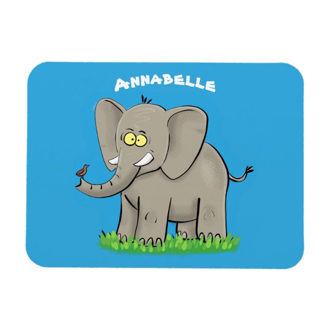 Íman Elefante engraçado e bonito com desenho animado de (Horizontal)