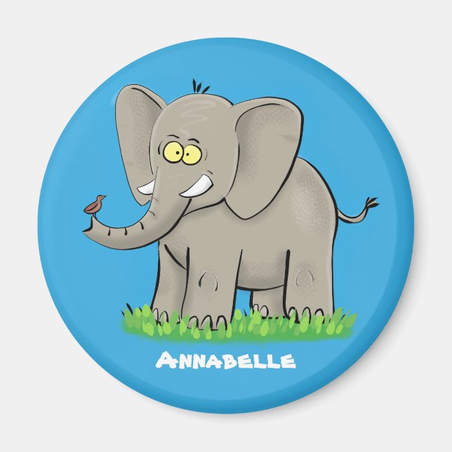 Íman Elefante engraçado e bonito com desenho animado de (Frente)