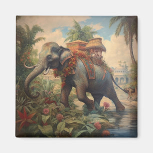 Íman Elefante Imperial e Howdah Real Botânica Vintage