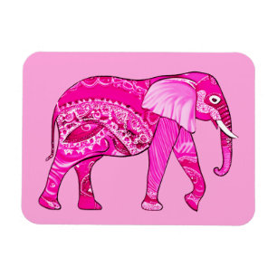 Íman Elefante Indiano em um Patterno Árabe Rosa da Foss