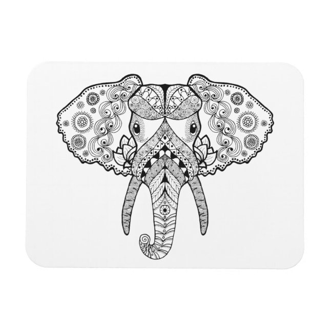Íman Elefante inspirado no Zentangle (Horizontal)