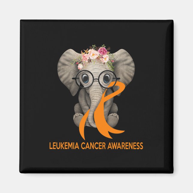 Íman Elefante Laranja Fita Leucemia Cancer Sensibilizaç (Frente)