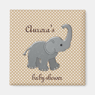 Íman elefante marrom do chá de fraldas