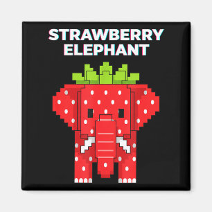 Íman Elefante morango arte pixel animal de selva fofo