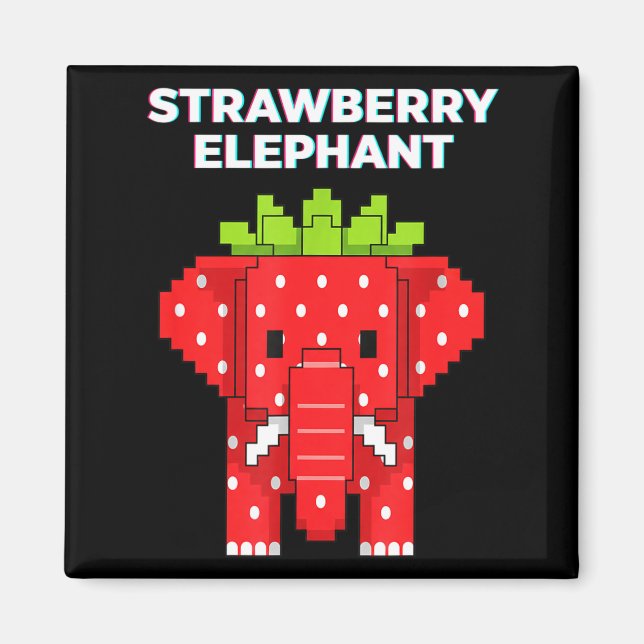 Íman Elefante morango arte pixel animal de selva fofo (Frente)
