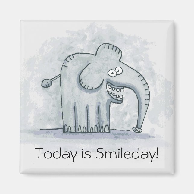 Íman Elefante motivacional engraçado Hoje é Smileday (Frente)