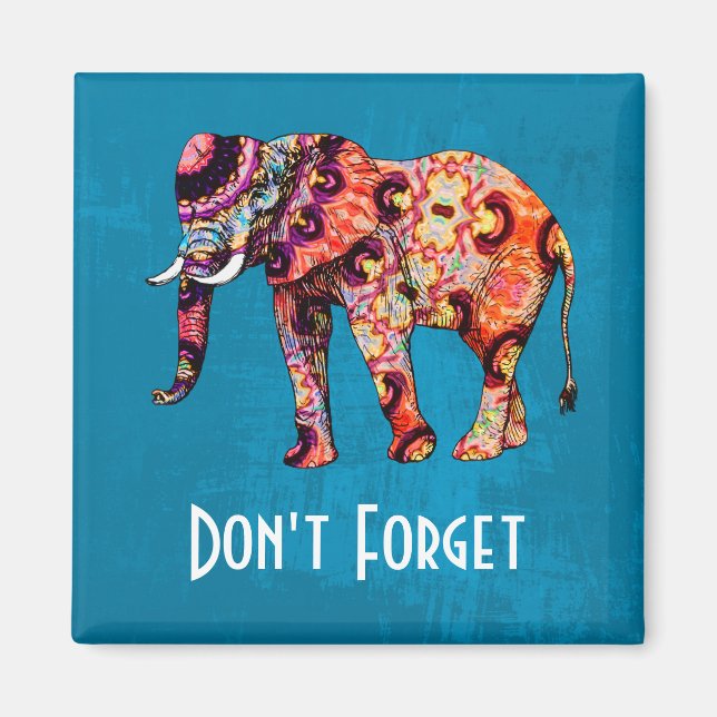 Íman Elefante multicolorido não se esqueça (Frente)