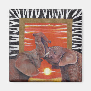 Íman Elefante no Love Sunset and Zebra Print magnete