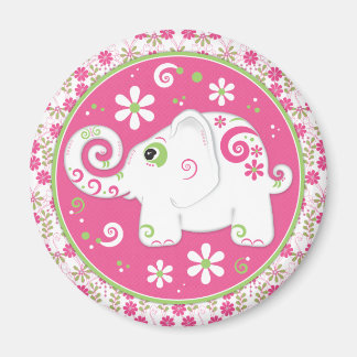 Íman Elefante rosa e verde rico e ímã floral