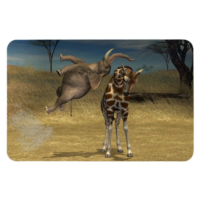 Íman Elefante Salta Sobre Girafa (Horizontal)