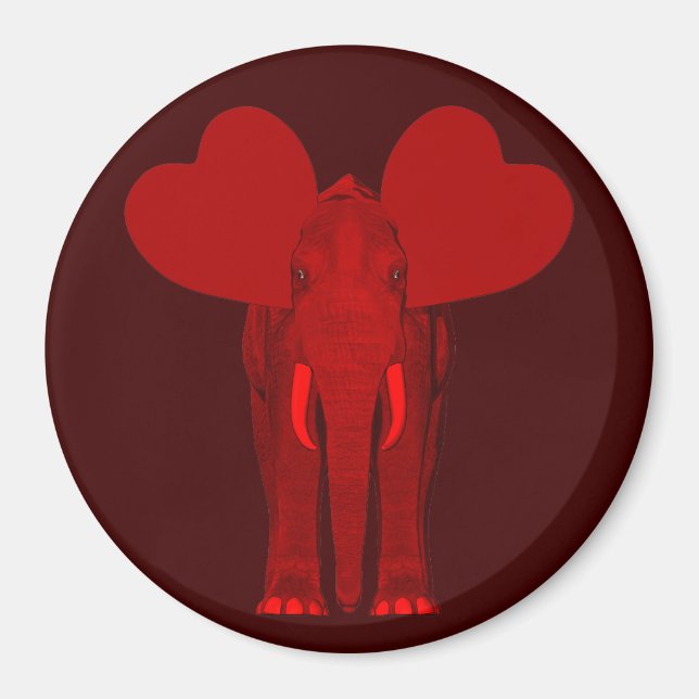 Íman Elefante Vermelho Romântico (Frente)