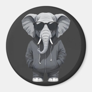 Íman Elefante Vestindo Hoodie Engraçado Vetor Animal Le