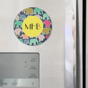 Íman Elefantes Coloridos, Padrão De Elefantes, Monogram