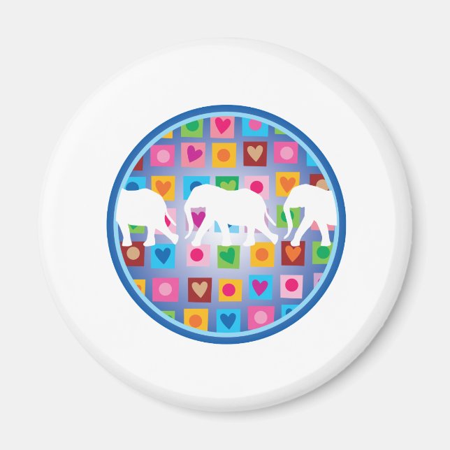 Íman Elefantes com Corações (Frente)