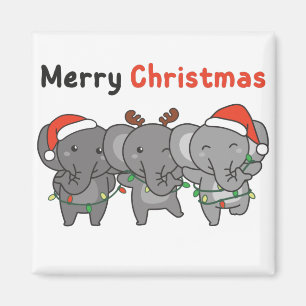 Íman Elefantes de Natal Elefantes Feliz Magnet