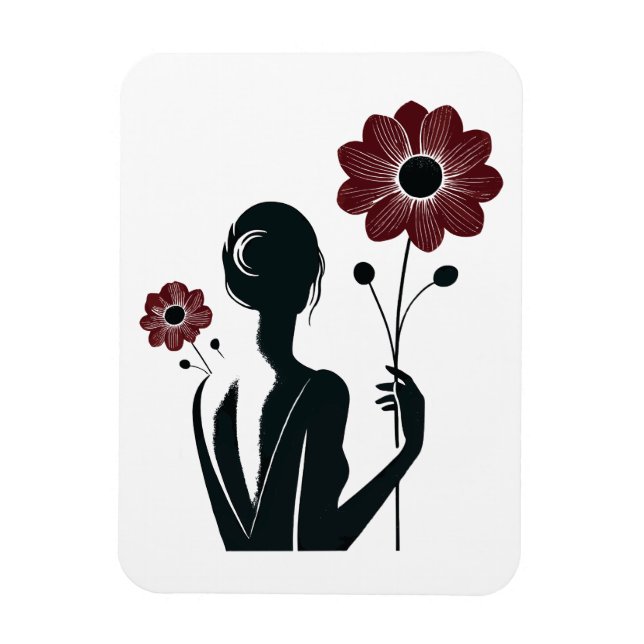 Íman Elegância Eetérea - Mulher e Flores (Vertical)