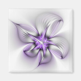 Íman Elegância Floral Arte Fractal Violeta Abstrata Mod