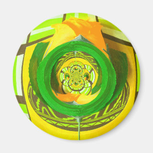 Íman Elegância ouro: Linda Arte Rosa Amarela Africana