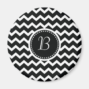 Íman Elegância retro do ziguezague preto e branco de