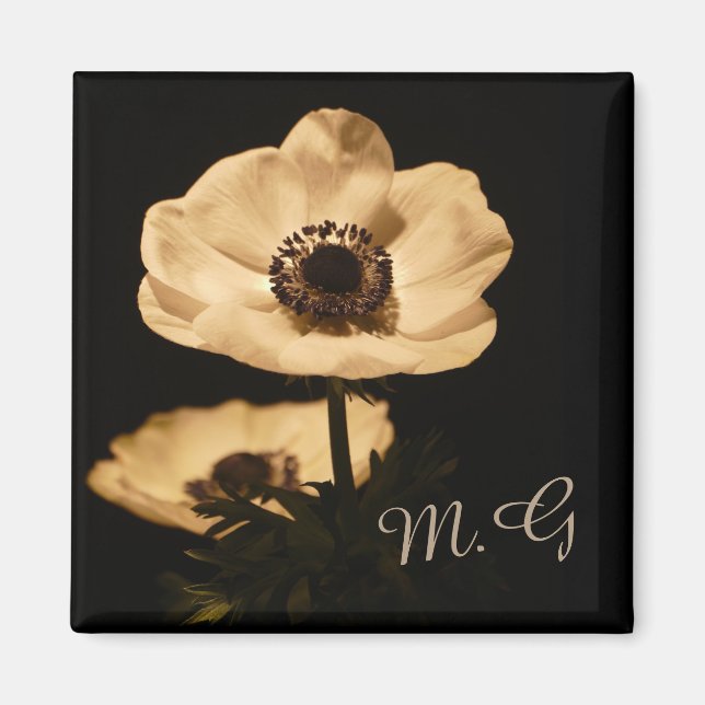 Íman Elegant Anemone Flowers Initials (Frente)
