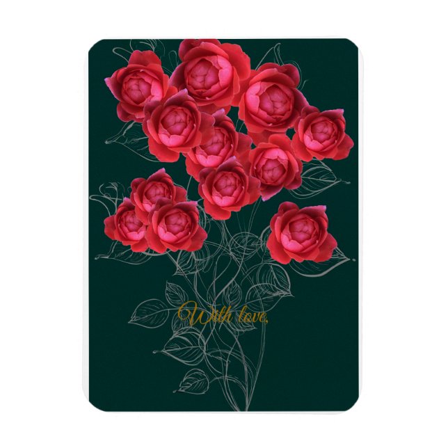 Íman Elegant Botanical Rose Folded Greeting Card (Vertical)