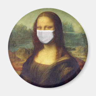 Íman Elegant Chic Green Mona Lisa Covid 19 Painting