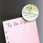 Íman Elegant Girassol Eucalipto Casamento Agradecimento<br><div class="desc">Elegante e chic flor de girassol aquarela e eucalipto verde floral com agradecimento com coração conectando e nome e data. Ideia perfeita para lembranças de casamento ou presentes para convidados em qualquer ocasião.</div>