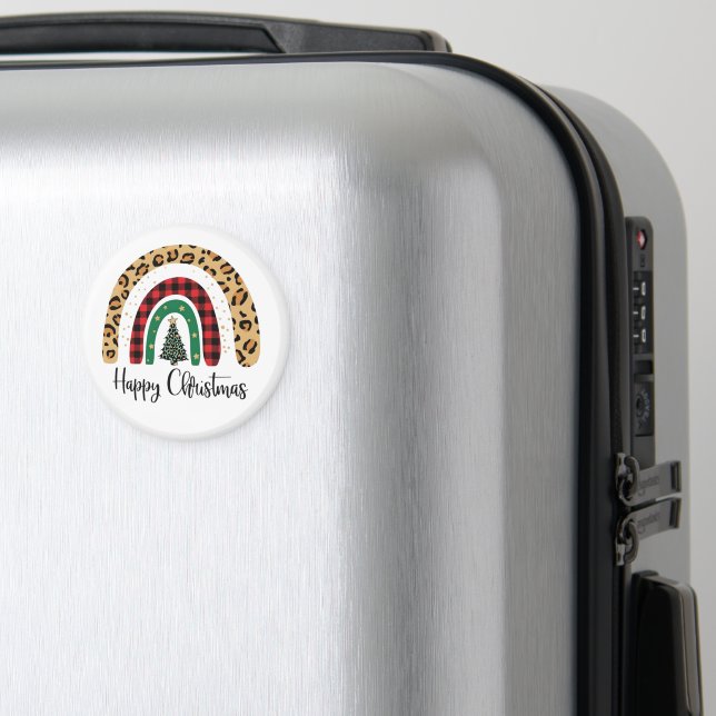 Íman Elegant Happy Christmas Text Art Tree (In Situ (Luggage))