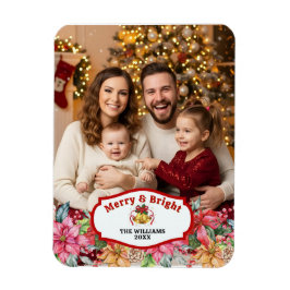 Íman Elegant Poinsettia Floral Custom Photo 