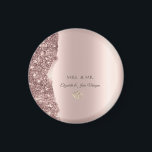 Íman Elegant Rose Gold Glitter Gold Rings<br><div class="desc">Elegant chic glitter border and gold heart rings on a rose gold background.</div>