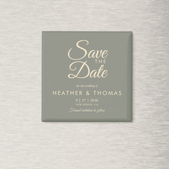 Íman Elegant Sage Green Yellow Save The Date Magnet (Criador carregado)