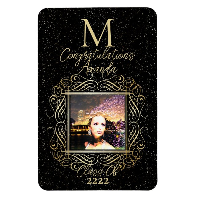 Íman Elegant Scroll + Gold Dots Congratulation Class of (Vertical)