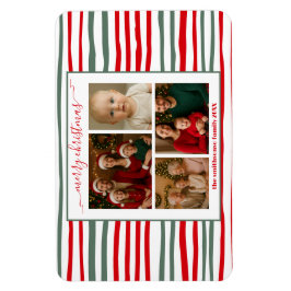 Íman Elegant Stripe family Photo merry Christmas modern