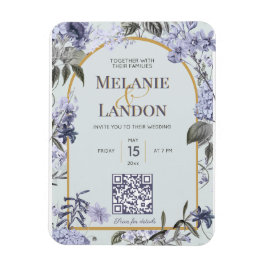 Íman Elegant violet & gold hydrangea wedding invitation