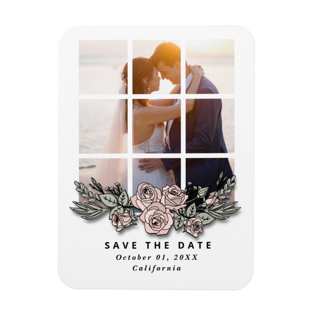Íman Elegant Window with Image Wedding Save the Date (Vertical)
