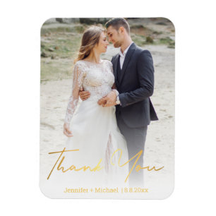 Íman elegante agradecimento de foto de casamento em let