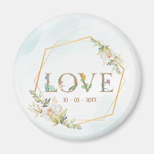 Elegante Amor Floral Verde Dourado