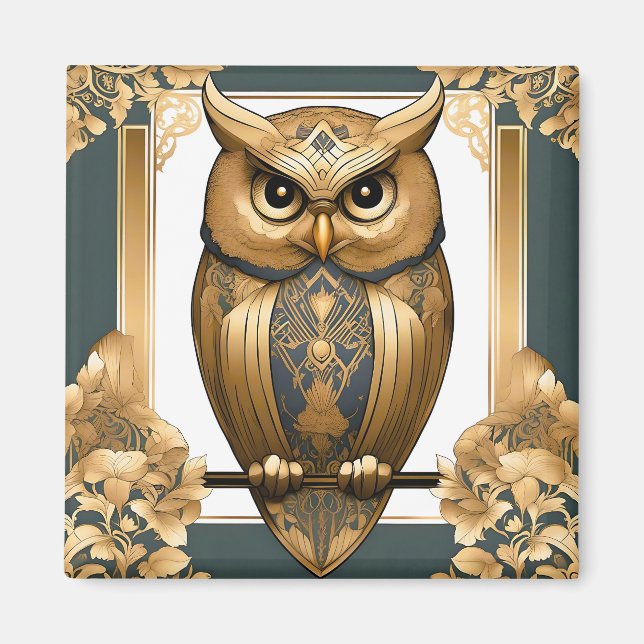 Íman Elegante Art Deco Owl (Frente)