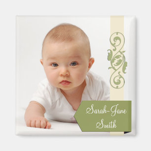 Íman Elegante Banner Baby Photo Keepsasait - Verde
