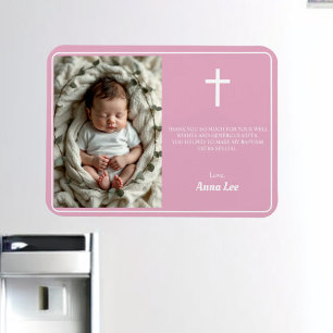 Íman Elegante Baptism Dusty Pink Obrigado Foto