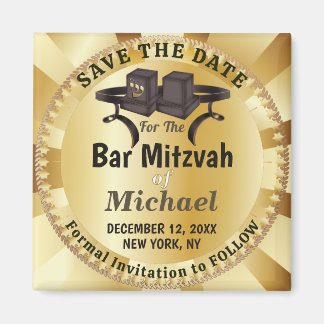 Íman Elegante Bar Mitzvah Tefillin de Ouro Salve a Data