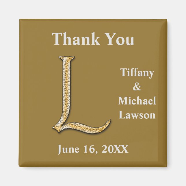 Íman Elegante Casado Dourado Silver - Letra L Monograma (Frente)