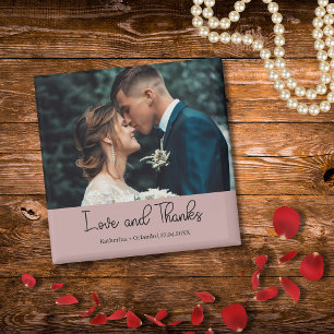 Íman Elegante Casamento Roxo e Amor e Agradecimento Fot