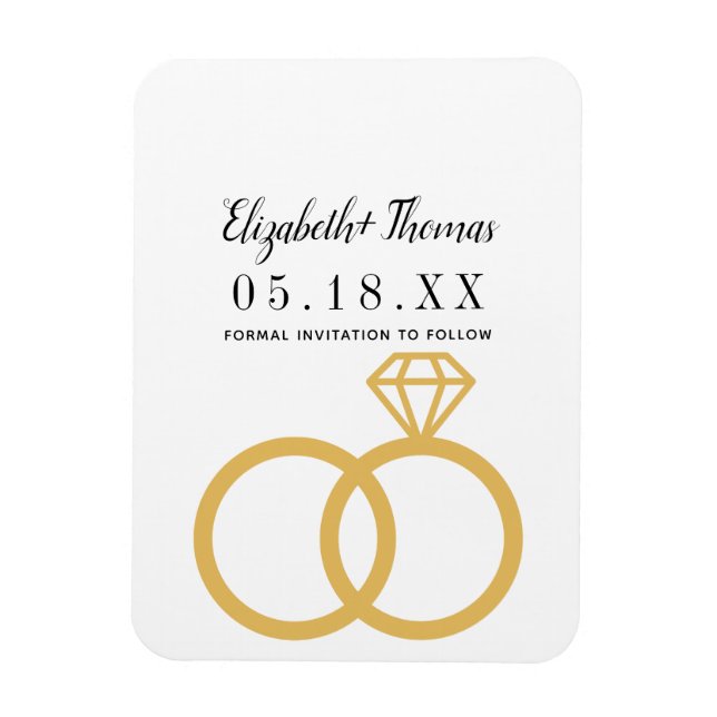 Íman elegante chic clássico, poupe a data (Vertical)