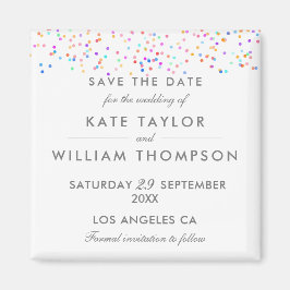 Íman Elegante Confeti Arco-íris Save The Date