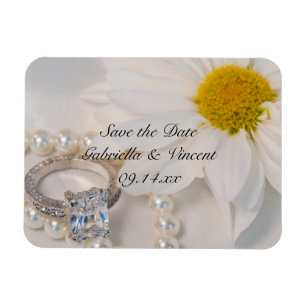 Íman Elegante Daisy Wedding Salvar Data