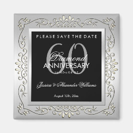 Íman Elegante Decoração Prata 60º Aniversário de Casame