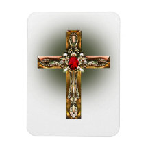 Elegante Dourado e Ruby Cross